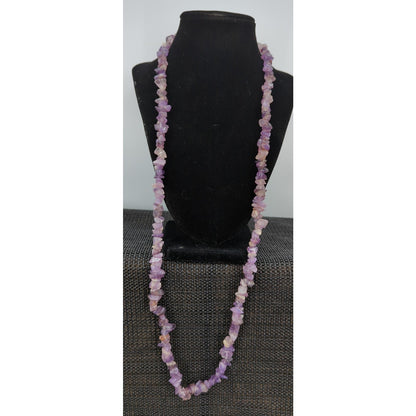 Vintage Endless Necklace 17" Amethyst Chip Layered Strand BOHO earthmother