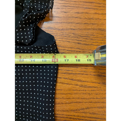 Lauren Ralph Lauren Black Polka Dot 100% Silk Ruffle V-Neck Camisole Blouse 8