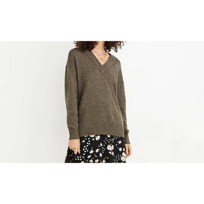 Madewell Donegal Bartlett V-Neck Pullover Sweater Coziest Yarn NEW Gray Medium