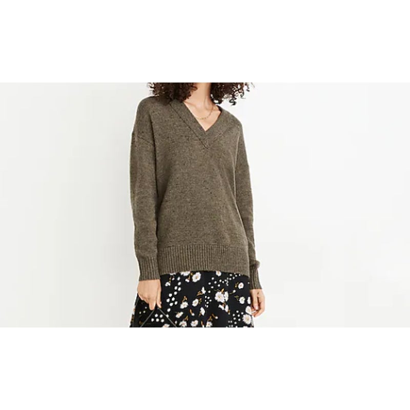 Madewell Donegal Bartlett V-Neck Pullover Sweater Coziest Yarn NEW Gray Medium
