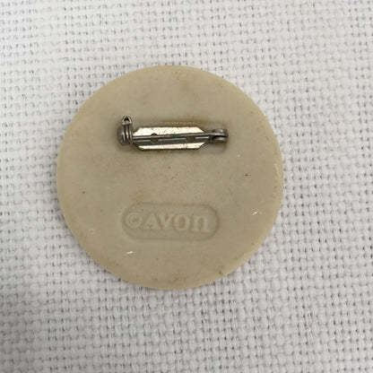 Vintage Porcelain Glass 1984 Avon Brooch Spring Flowers Round Pin