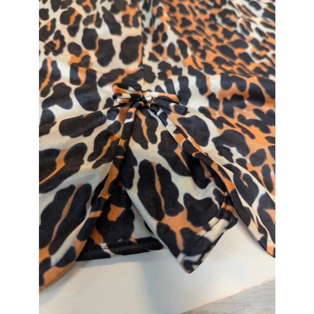 Vintage Vanity Fair Leopard Slip Skirt Double Slit Retro Y2K Intimates Small