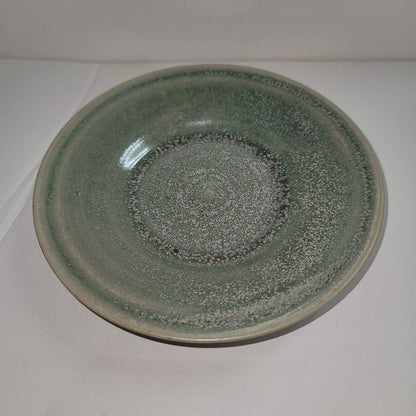 Handmade SUSAN Art Pottery Single Green Saucer Bread Plate Candle Holder Trinket