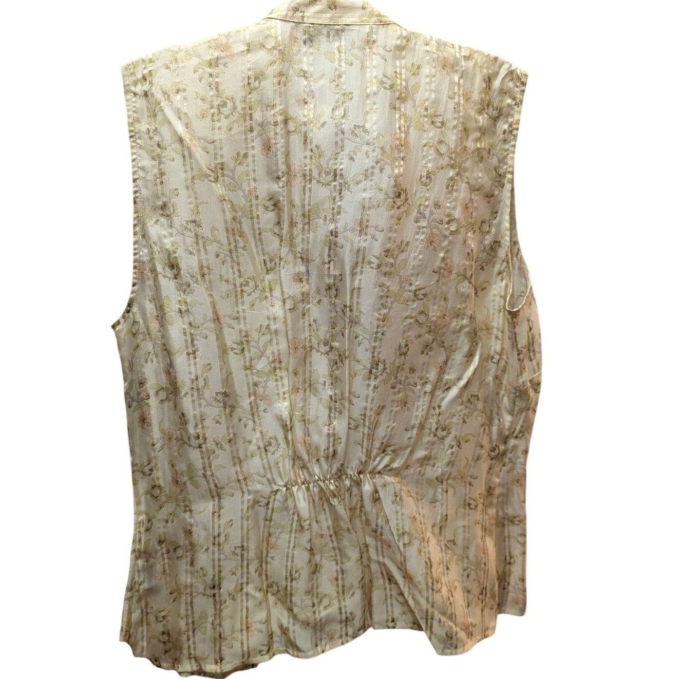 Lauren Ralph Lauren Floral Ruffle Silk Blouse Womens 10 Ivory Sleeveless Shell Top