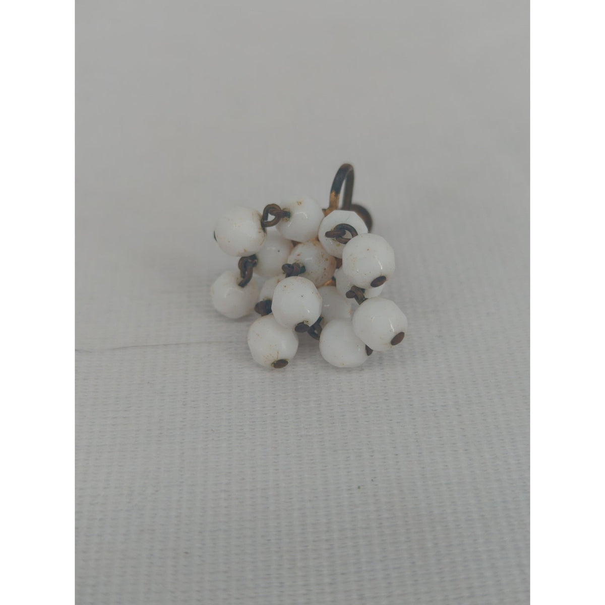 Vintage Milk Glass Cluster Screw Back Earrings Mid-Century Retro Bridal Jewelry