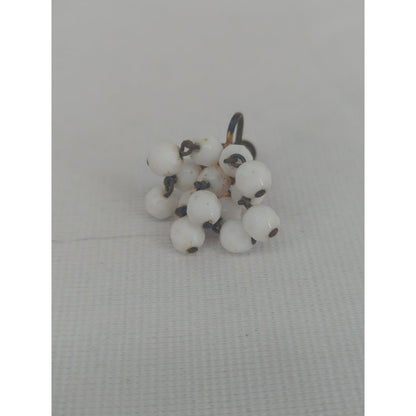 Vintage Milk Glass Cluster Screw Back Earrings Mid-Century Retro Bridal Jewelry