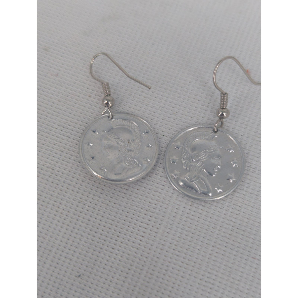Vintage Silver Tone Coin Dangle Earrings Boho Chic Statement Jewelry