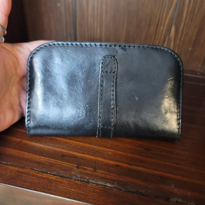 Vintage Axcess Black Leather Women's Flap Wallet Made in Italy