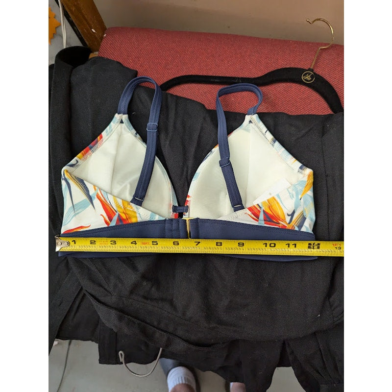 Lively Tropical Triangle Bikini Swim Top Size Large Birds of Paradise Print NEW