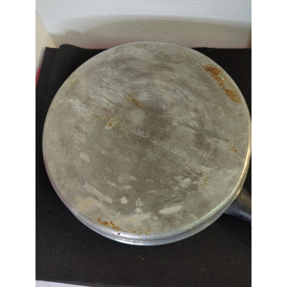 Vintage Aluminum Skillet Fry Pan with Matching Lid and Wood Handle