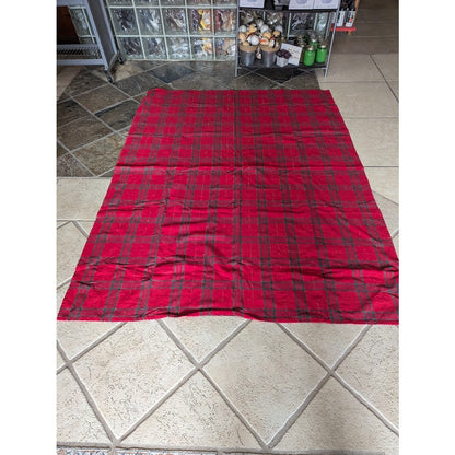Vintage Holiday Rectangular tablecloth Red Green Gold striped 56" x 73"