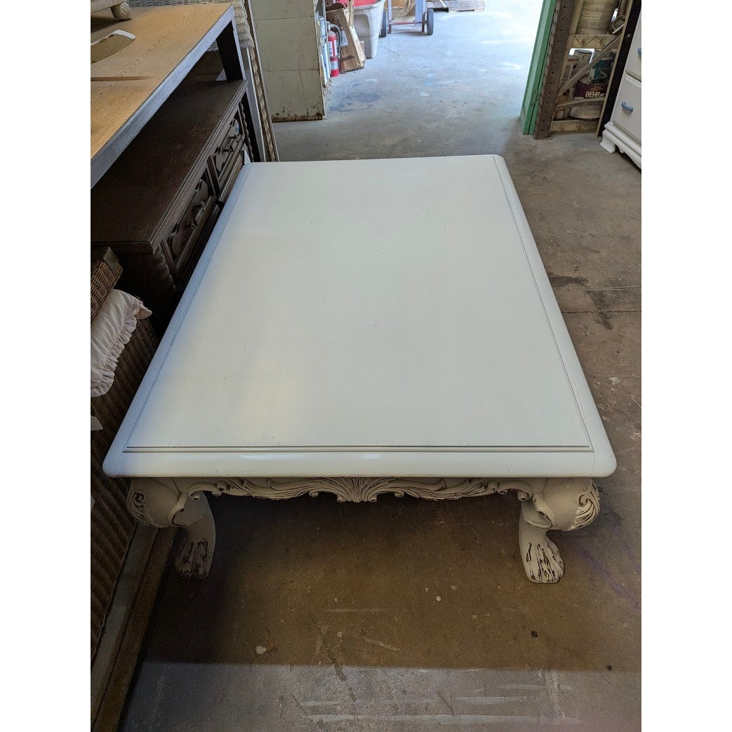 Secondhand Sandies: LARGE white curvy shabby chic coffee table curvy 54"x38"x 19"