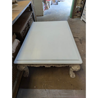 Secondhand Sandies: LARGE white curvy shabby chic coffee table curvy 54"x38"x 19"