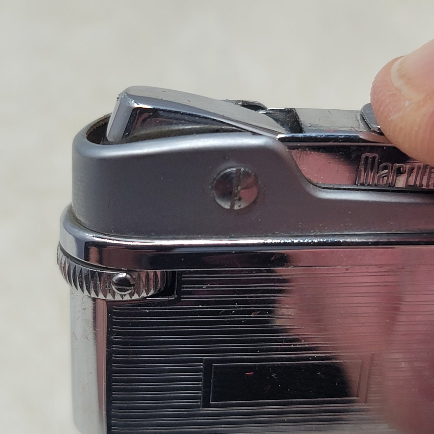 Vintage Maruman Chrome Pocket Lighter Box Ireland Mid-Century Modern Minimalist