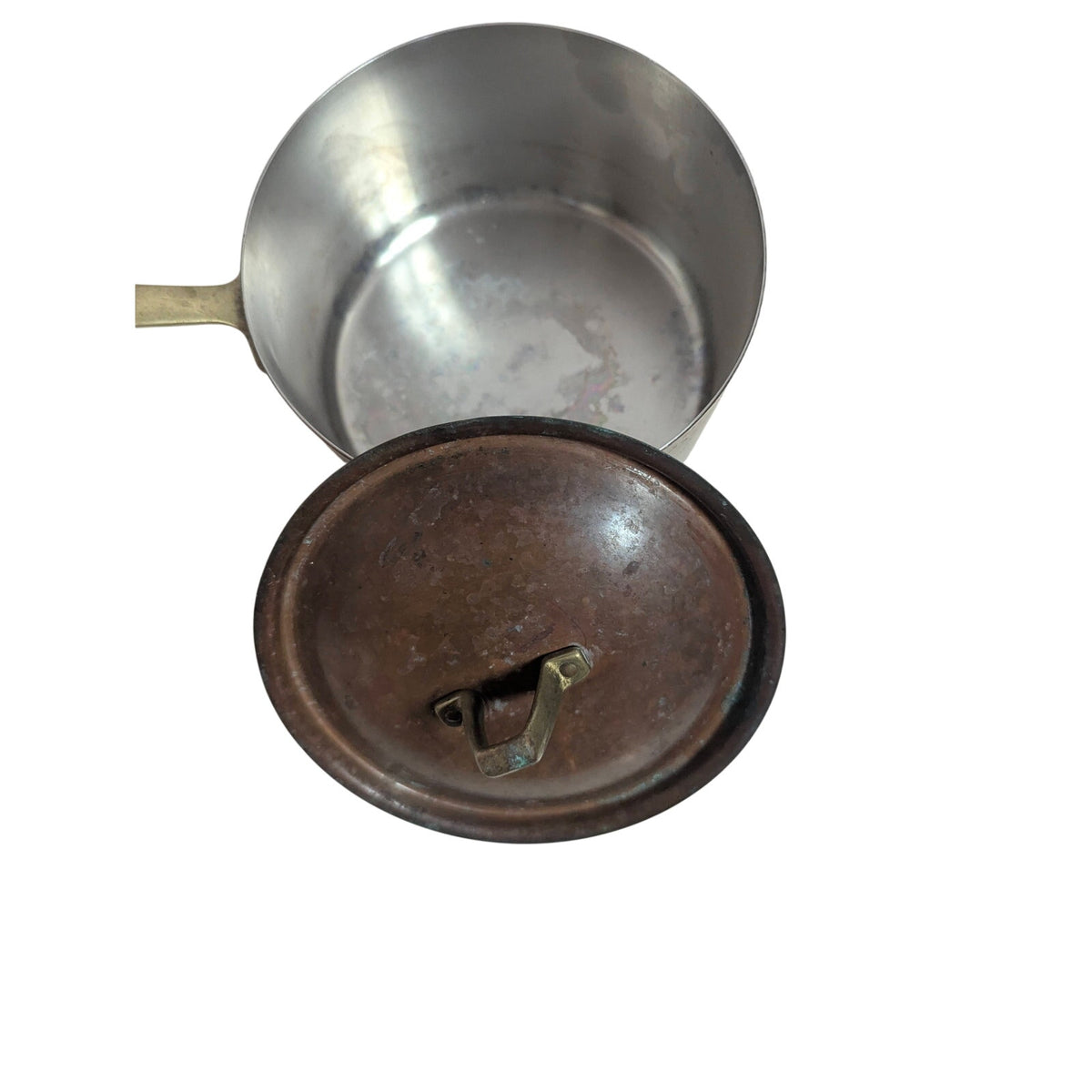 Vintage Paul Revere Limited Copper 2 Qt Saucepan Pot with Lid 6.5" Brass Handle