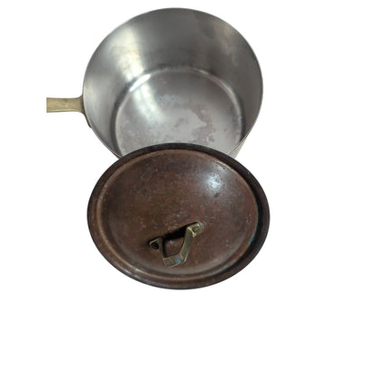 Vintage Paul Revere Limited Copper 2 Qt Saucepan Pot with Lid 6.5" Brass Handle