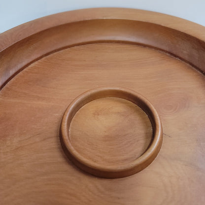 New Zealand hand turned MATAI WOOD rimmed serving dish tray SIGNED condiment pot
