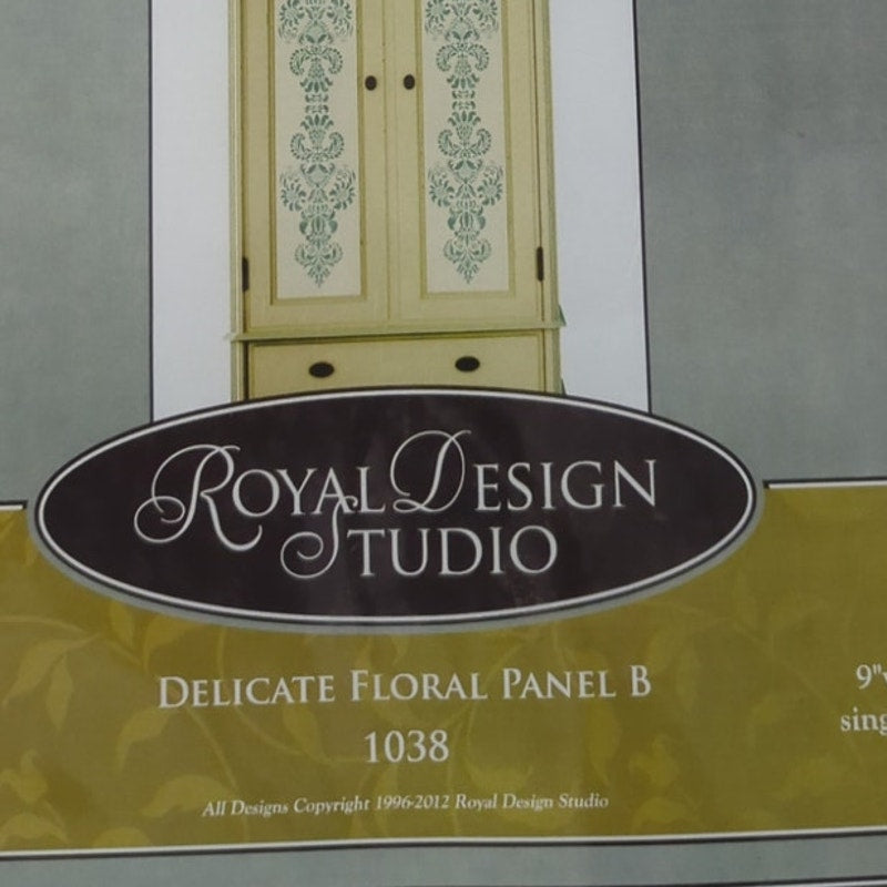 Royal Design Studio Delicate Floral Panel B #1038 Furniture Stencil 9 X 22.5