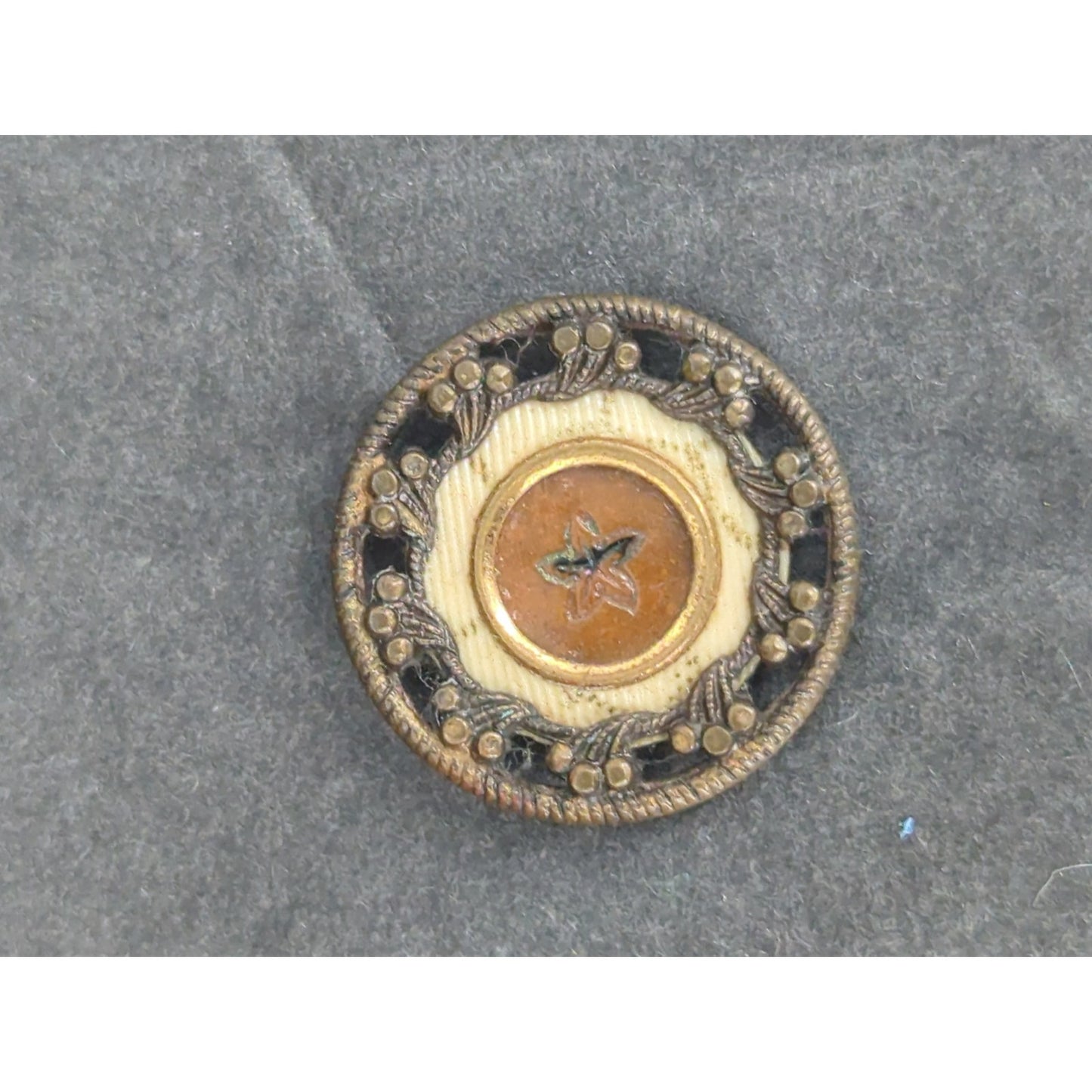LOT L of 10 Antique Vintage Victorian Brass Mixed Materials Buttons ESTATE FIND
