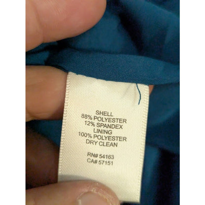 Eliza J Size 10 Laguna Teal Stretch Crepe Ruffle Slit Formal Gown Wedding event