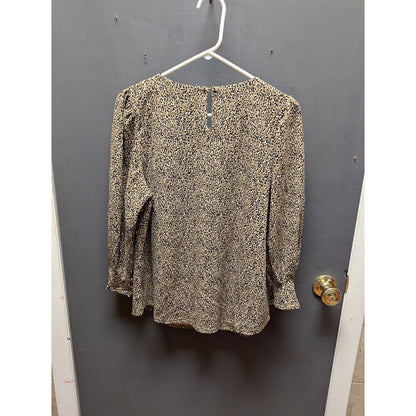 Melloday Animal Print speckle Top Longsleeve LARGE Causal blouse long sleeve NEW