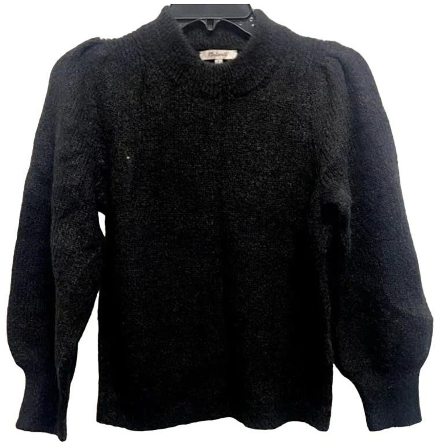 Madewell Eaton Pullover Crew Puff Sleeve Sweater Size Small in Black NWT
