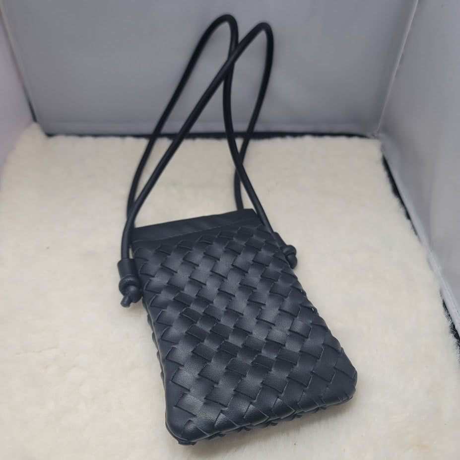Urban Expressions JACKIE Black basketweave crossbody Vegan Leather  travel cell