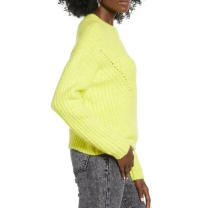 COTTON EMPORIUM Open Stitch Sweater Size MEDIUM NEW CASUAL KNIT NEON YELLOW