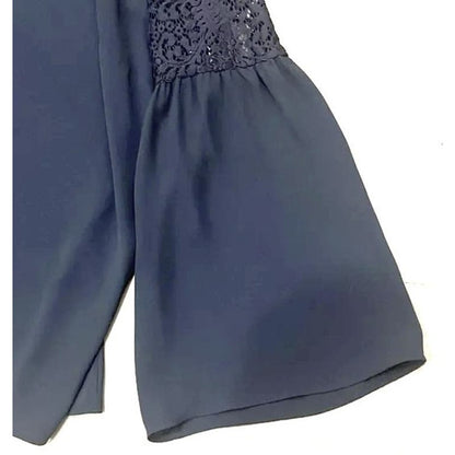Chelsea28 Back Button Lace Bell Sleeve Top Sz XL/Extra Large in Navy NWT