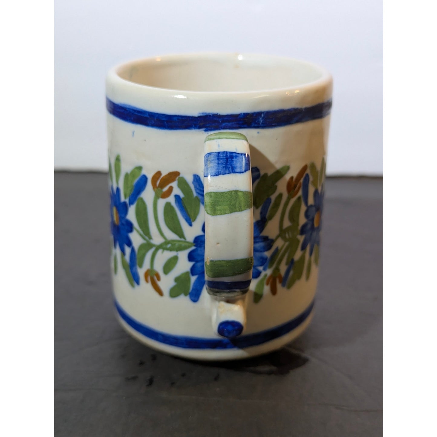 Vintage Studio Art Pottery Hand Painted Floral Mug GM No. 28