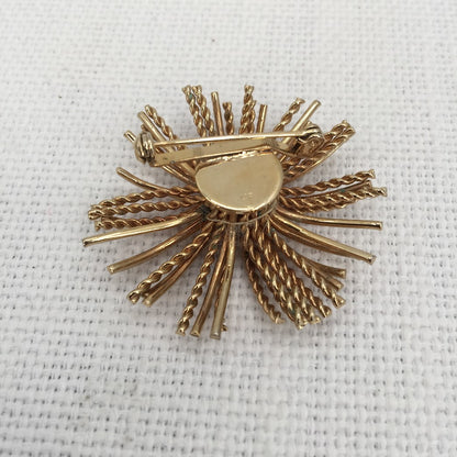Vintage MCM Fashion gold-tone STARBURST brooch pin Braided Metal 1960 MOD style