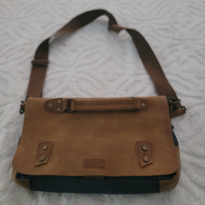 Vaschy Leather Canvas Messenger Laptop Bag Vintage Style Professional Satchel