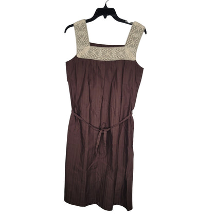 Laura Ashley brown dress NEW Womens Size 11 Brown Sleeveless Lace Detail belted