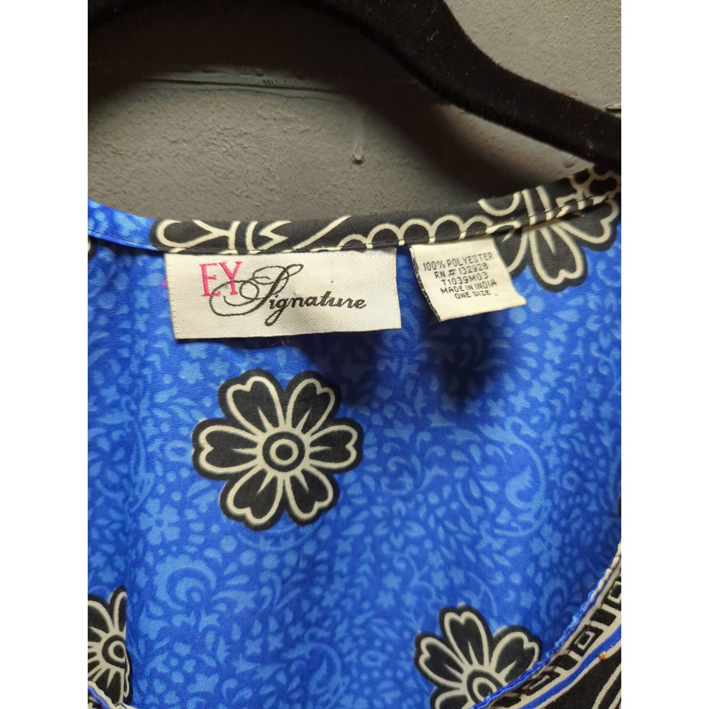 Ey Signature Blue Gold Black casual boho One Size Fits Most Kaftan LONG MUUMUU
