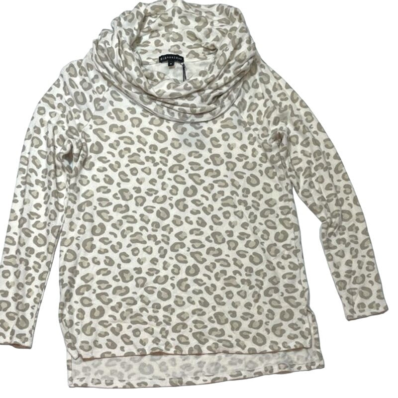 Gibsonlook Cowl or Off Shoulder Tunic Top Sz Medium in Oatmeal Animal Print NWT