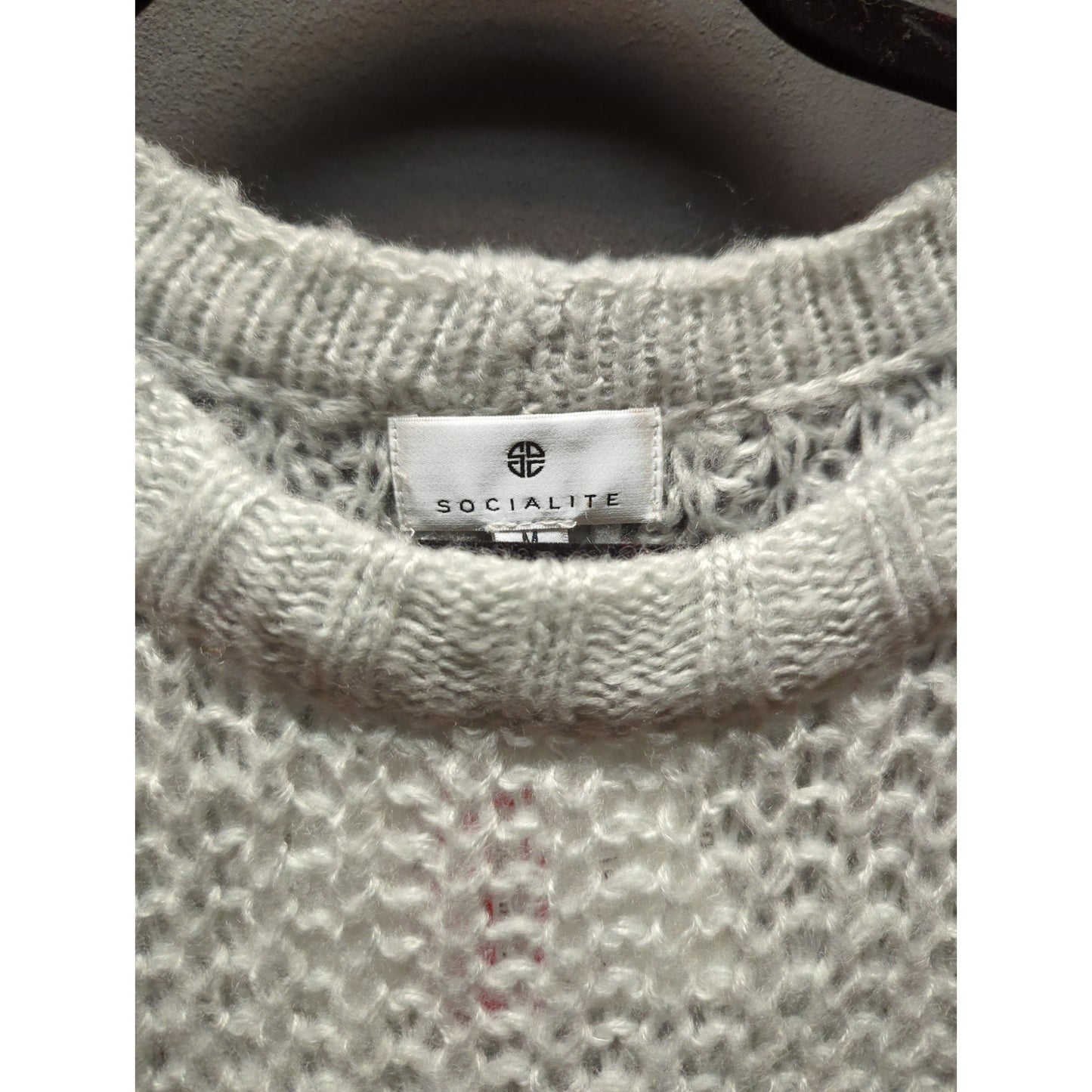 NWT Light Grey Chunky Open Knit Boxy Cropped Sweater Size Medium