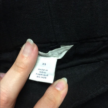 Caslon Linen Blend Black Cropped Pants with Raw Hem tie waist pockets NEW XS