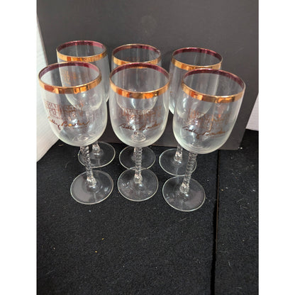 FSU Dynasty Campaign Bobby Bowden Gold Rim Wine Glasses Set of 6 Vintage 2002