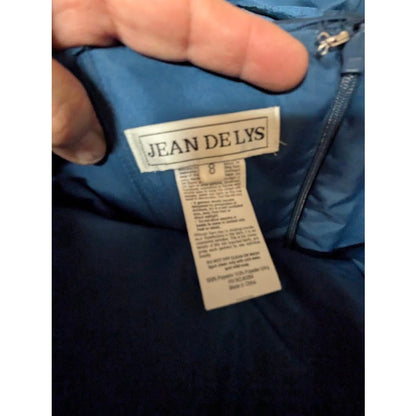 Jean De Lys Size 8 Womens Formal Dress with jacket Maxi Blue Taffeta Iridescent