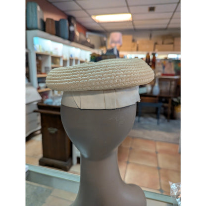 Vintage Cellulose Hat Gayarn by Slocum Cream Pillbox