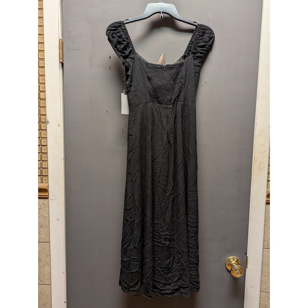 Bonjour Midi Dress ASTR The Label XS Peasant Elastic Back Panel button front