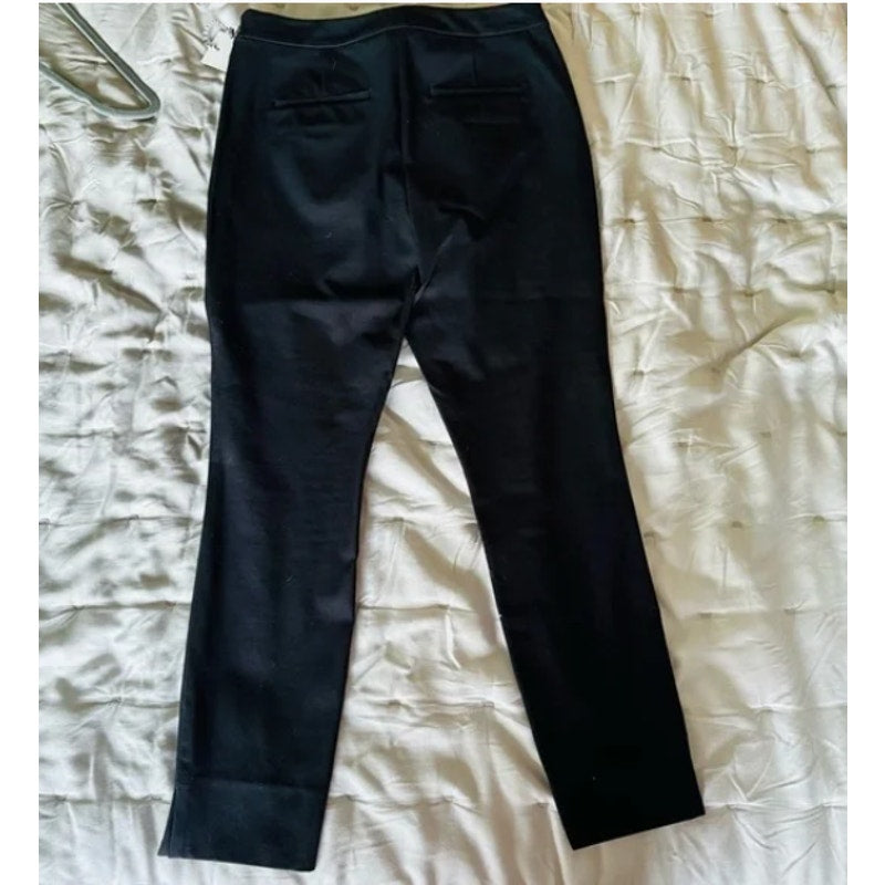 1901 black flat front side zip dress pants ankle slit Size 4 Career NEW stretch