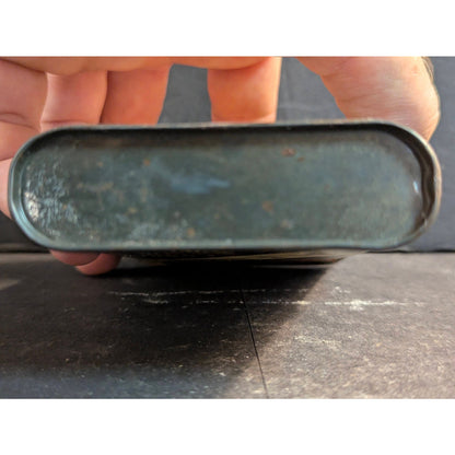 Vintage Half and Half Tobacco Pocket Tin Empty Flip Lid container Man Cave Prop