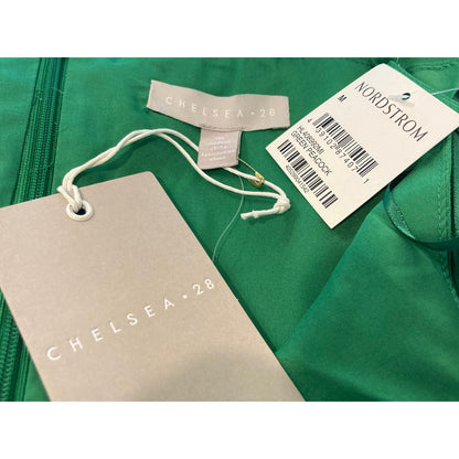NWT Chelsea28 Midi Spaghetti Strap Drape Ruffle Gown Sz Medium in Green Peacock