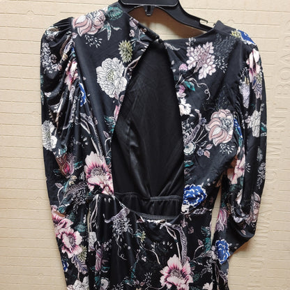 NEW AFRM Black NOIR ROSE Shirred Shoulders DELILAH Floral MIDI Tea DRESS XS
