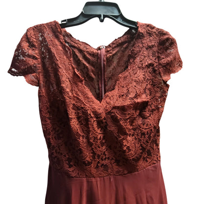 Js Collections Burgundy Wine size 8 formal maxi dress Lace cap sleeve