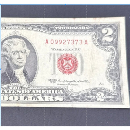 Paper Currency Bank Note USA Paper Money $2 Series 1963 red seal