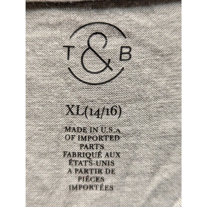 T&B Vote Graphic Tee Gray Crew Neck Heritage Casual Everyday T-Shirt Juniors XL