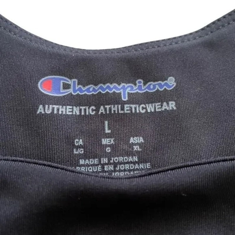 Champion Pull On Sculpt Crop Top Size Large in Black NWT sports bra racerback