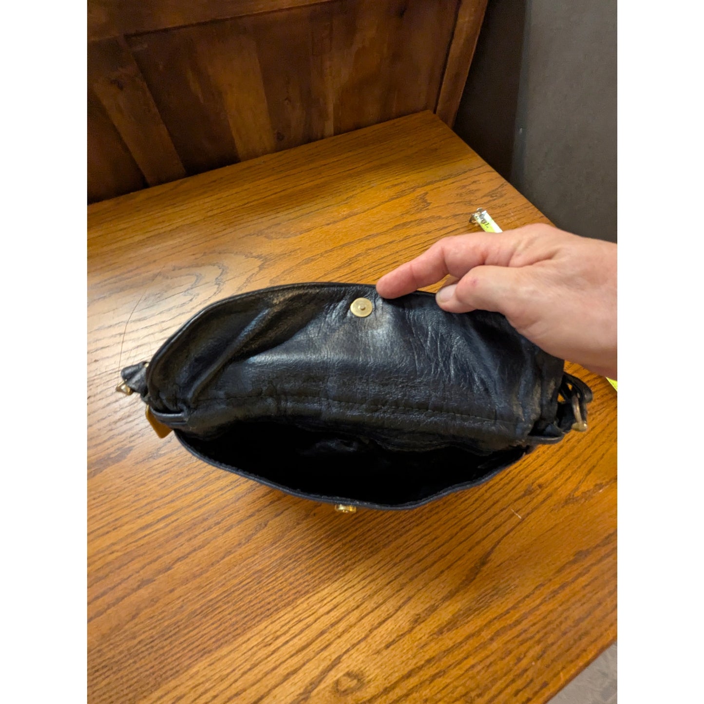 Vintage Dooney & Bourke Navy All Weather Leather Saddle Crossbody Bag Brass Fob